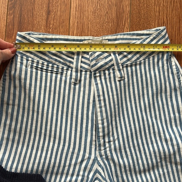 Madewell Emmett Wide-Leg Crop Pant in Herringbone Railroad Stripe 24P Petite GUC - Picture 8 of 10